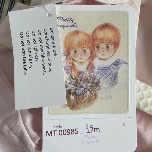 Pretty Originals Dungarees Overalls Set Pink Cream 12mo NWT - Picture 6 of 11